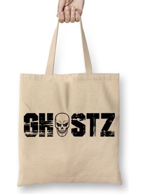 Baskı Dükkanı Ghostz Logo Preta 2018 Bez Çanta Uzun Saplı