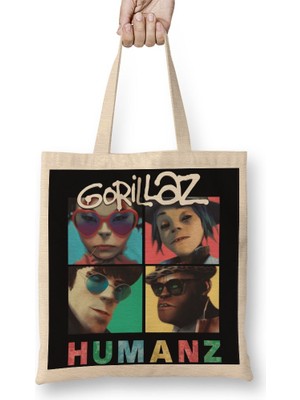 Baskı Dükkanı Gorillaz Girls Just Wanna Have Fun Bez Çanta Uzun Saplı