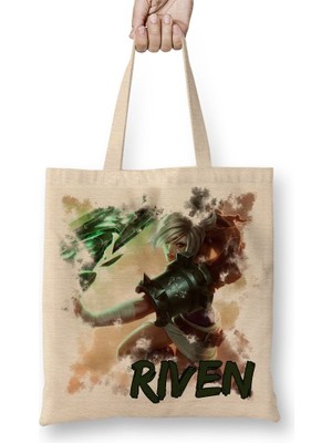 Baskı Dükkanı League Of Legends Riven Bez Çanta Uzun Saplı