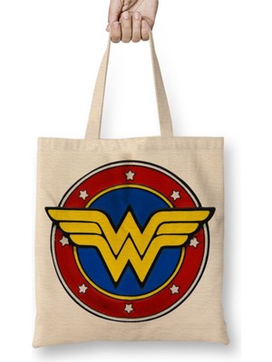 Baskı Dükkanı Mulher Maravilha Bez Çanta Uzun Saplı