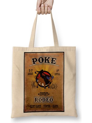 Baskı Dükkanı Poke Rodeo Bez Çanta Uzun Saplı