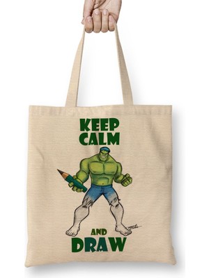 Baskı Dükkanı Draw Hulk Bez Çanta Uzun Saplı