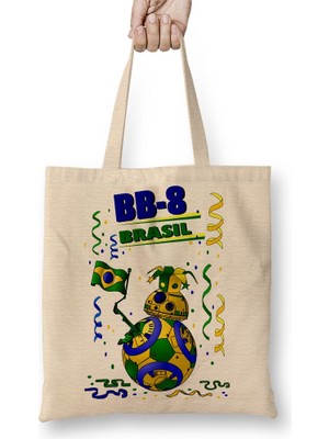 Baskı Dükkanı Bb-8 Brasil Star Wars Bez Çanta Uzun Saplı