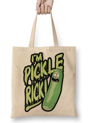 Baskı Dükkanı Pickle Rick Bez Çanta Uzun Saplı