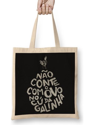 Baskı Dükkanı Nunca Espere Bez Çanta Uzun Saplı