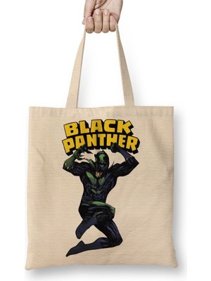 Baskı Dükkanı Pantera Negra 2 01 Bez Çanta Uzun Saplı