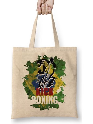 Baskı Dükkanı Kick Boxing Bez Çanta Uzun Saplı