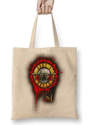 Baskı Dükkanı Guns N Roses Bez Çanta Uzun Saplı
