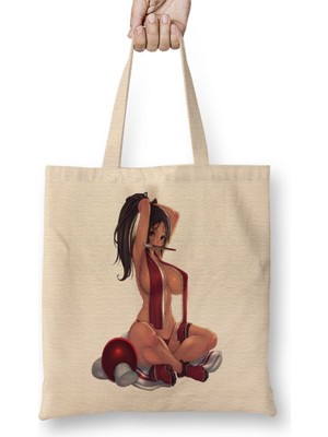 Baskı Dükkanı Personagem Ficcional Bez Çanta Uzun Saplı