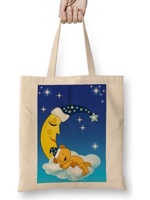 Baskı Dükkanı Ay Dede Bez Çanta Uzun Saplı