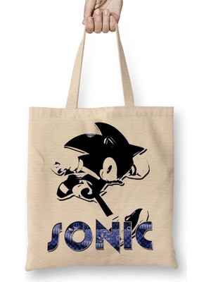 Baskı Dükkanı Sonic Retro Bez Çanta Uzun Saplı
