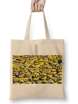 Baskı Dükkanı Minion 02 Bez Çanta Uzun Saplı