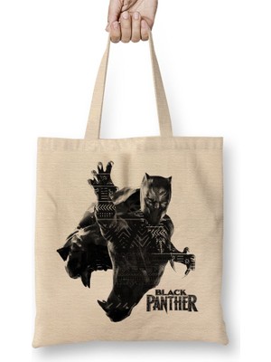 Baskı Dükkanı Black Panther Bez Çanta Uzun Saplı