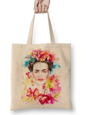 Baskı Dükkanı Frida Kahlo 7 Bez Çanta Uzun Saplı