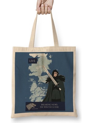 Baskı Dükkanı Winter Is Here Bez Çanta Uzun Saplı