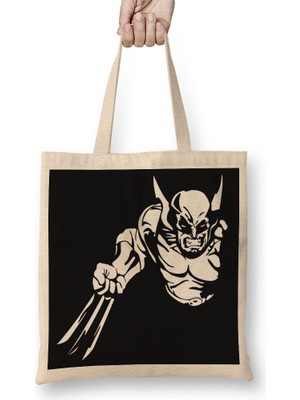 Baskı Dükkanı Wolverine Attack Bez Çanta Uzun Saplı