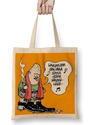 Baskı Dükkanı Baaddin Lay Lay Lom Bez Çanta Uzun Saplı