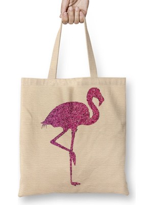 Baskı Dükkanı Flamingo 7 Bez Çanta Uzun Saplı