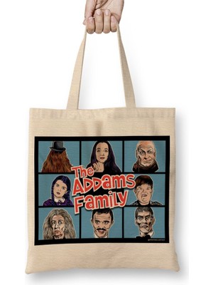 Baskı Dükkanı Addams Family Here's A Story Bez Çanta Uzun Saplı