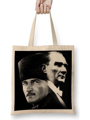 Baskı Dükkanı Atatürk 02 Bez Çanta Uzun Saplı