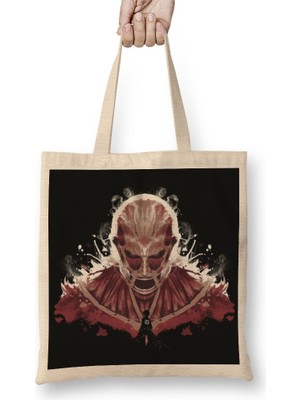 Baskı Dükkanı Attack On Titan Ink On Titan Bez Çanta Uzun Saplı
