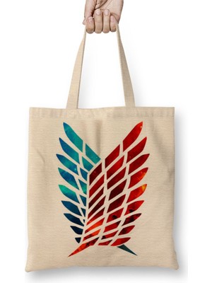 Baskı Dükkanı Attack On Titan Bez Çanta Uzun Saplı