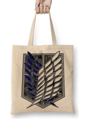 Baskı Dükkanı Attack On Titan The Survey Corps Logo Bez Çanta Uzun Saplı