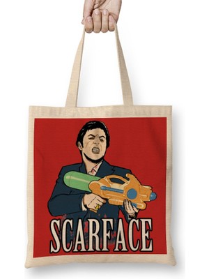 Baskı Dükkanı Scarface Bez Çanta Uzun Saplı