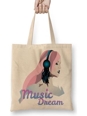 Baskı Dükkanı Luka Music Dream Müzik Bez Çanta Uzun Saplı