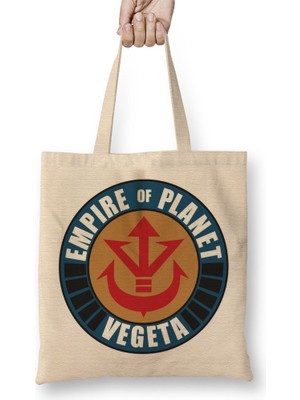 Baskı Dükkanı Dragon Ball Selo Do Imperio Vegeta Bez Çanta Uzun Saplı