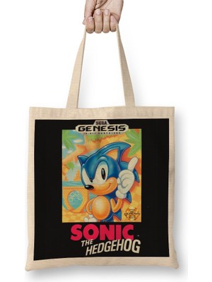 Baskı Dükkanı Sonic The Hedgehog Bez Çanta Uzun Saplı