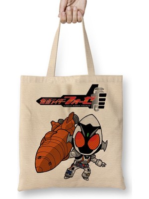 Baskı Dükkanı Kamen Rider Fourze Bez Çanta Uzun Saplı