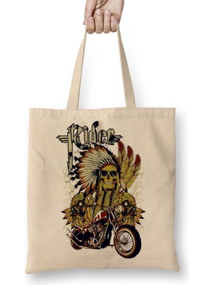 Baskı Dükkanı Motocicleta E Cranio Bez Çanta Uzun Saplı