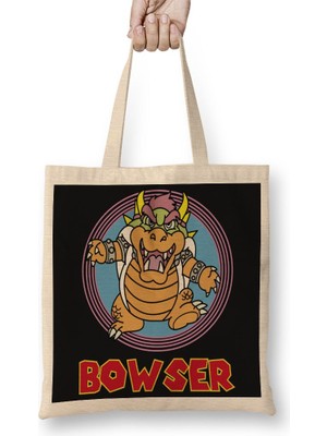 Baskı Dükkanı King Bowser Super Mario Classica Fanart Bez Çanta Uzun Saplı