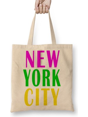 Baskı Dükkanı New York City Bez Çanta Uzun Saplı