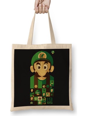 Baskı Dükkanı Süper Mario Luigi Bez Çanta Uzun Saplı