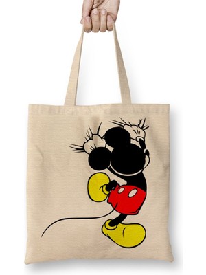 Baskı Dükkanı Mickey Escalador Bez Çanta Uzun Saplı