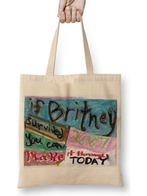 Baskı Dükkanı Britney Survived 2007 Bez Çanta Uzun Saplı