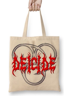 Baskı Dükkanı Deicide Logo Bez Çanta Uzun Saplı