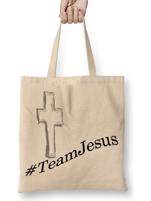 Baskı Dükkanı Team Jesus Bez Çanta Uzun Saplı