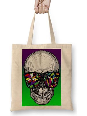 Baskı Dükkanı Skull Bez Çanta Uzun Saplı