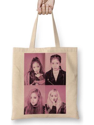 Baskı Dükkanı Blackpınk Blackpink 01 Bez Çanta Uzun Saplı