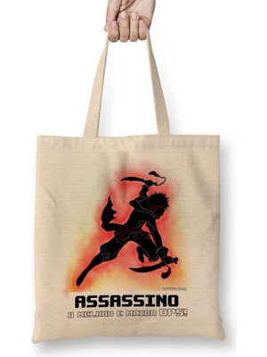 Baskı Dükkanı Assassino Rpg Bez Çanta Uzun Saplı