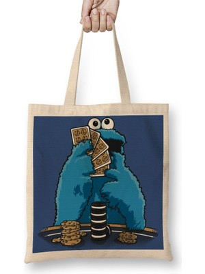 Baskı Dükkanı Kurabiye Canavarı 02 Bez Çanta Uzun Saplı