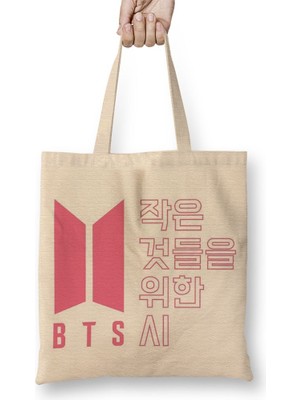 Baskı Dükkanı Bts Boy With Luv Bez Çanta Uzun Saplı