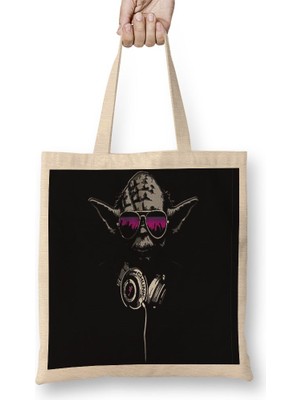 Baskı Dükkanı Star Wars Yoda Bez Çanta Uzun Saplı