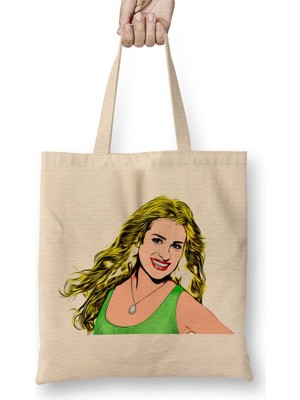 Baskı Dükkanı Hilary Duff 3 Bez Çanta Uzun Saplı