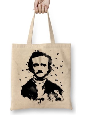 Baskı Dükkanı Edgar Allan Poe Bez Çanta Uzun Saplı