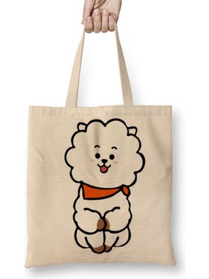Baskı Dükkanı Bts BT21 Rj Bez Çanta Uzun Saplı