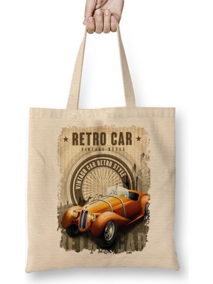Baskı Dükkanı Retro Carro Bez Çanta Uzun Saplı
